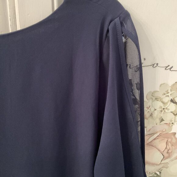 Lulus Shifting Dears Dress Women's L Navy  Split Sleeves V Neck Lined NWT - Picture 12 of 16